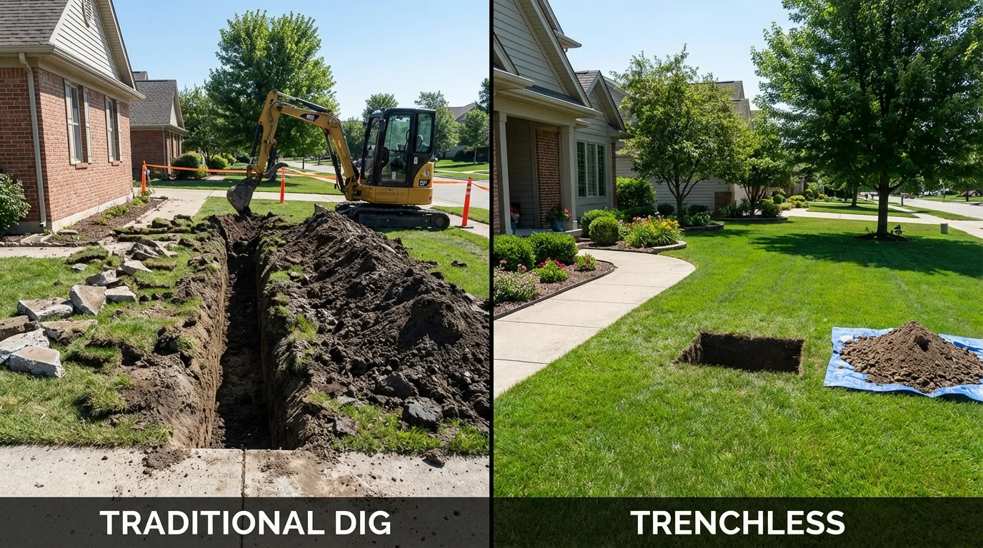 Trenchless sewer repair with minimal yard damage versus traditional excavation in Spokane, WA